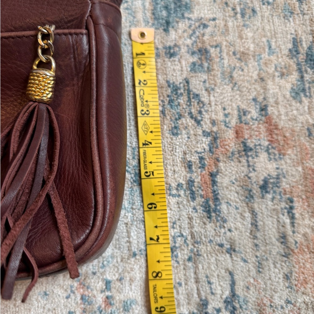 Tignanello Deep Burgundy Leather Crossbody with Tassel - Picture 4 of 14
